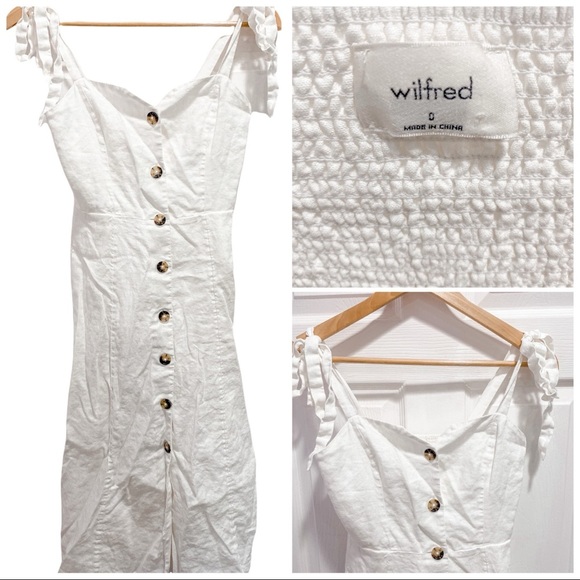 Aritzia Dresses & Skirts - Aritzia Wilfred Free white linen sleeveless dress size 0/ xs